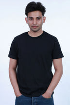MoonOne Supima Cotton T-Shirt Black - Front Pose | Premium Unisex Tee India