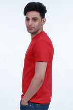 MoonOne Regular Fit T-Shirt Red - side Pose | Men's Cotton T-Shirt India