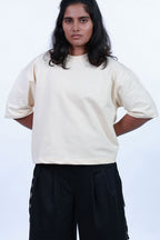 MoonOne Boxy Fit T-Shirt Beige - Front Pose | Relaxed Boxy Fit India