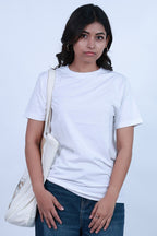 MoonOne Supima Cotton T-Shirt White - Front Pose | Premium Unisex Tee India