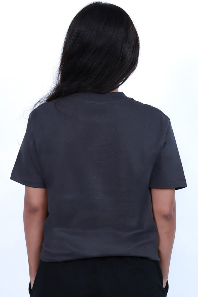 MoonOne Regular Fit T-Shirt Grey - Back Pose | Men's Cotton T-Shirt India