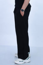 MoonOne Relaxed Fit Jogger Black - Side Pose | Women's Cotton Joggers India
