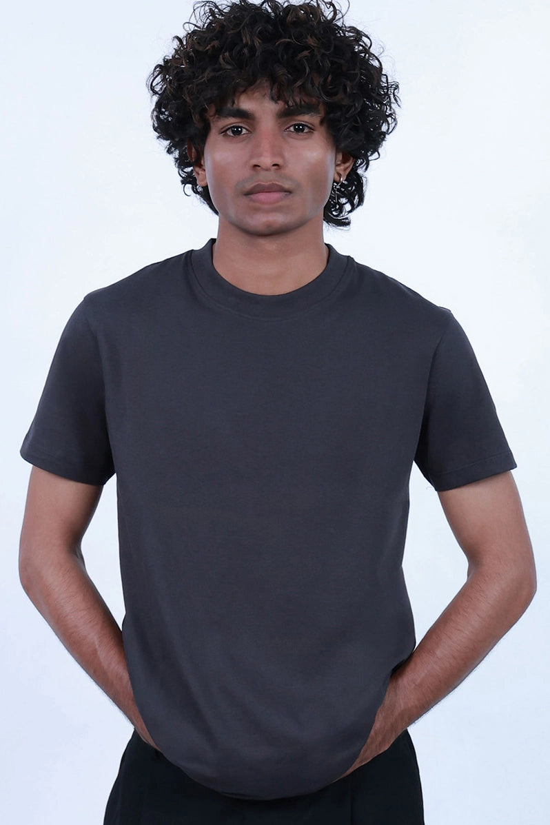 MoonOne Regular Fit T-Shirt Grey - Front View | Men's Women's Casual Tee India