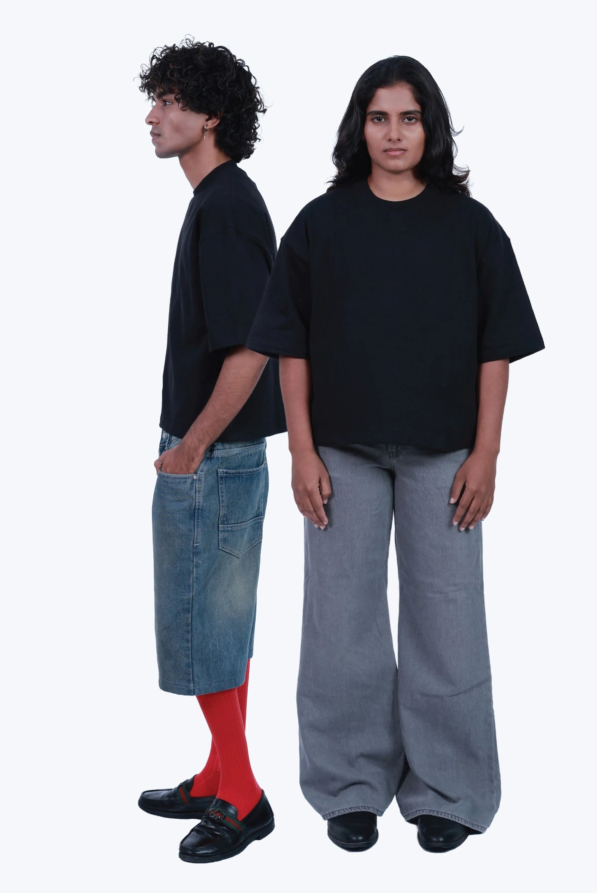 MoonOne Boxy Fit T-Shirt Black - Front View | Men's Women's Streetwear India
